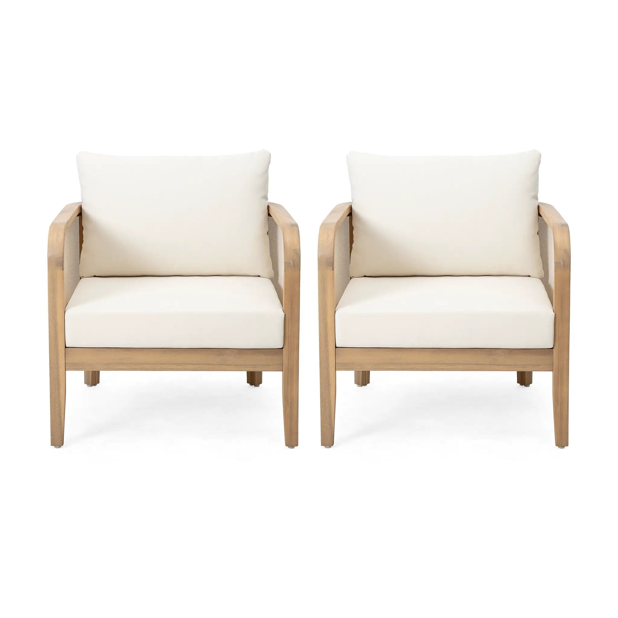 Set of 2 Outdoor Acacia Wood Patio Club Chairs by HouseOfZazla