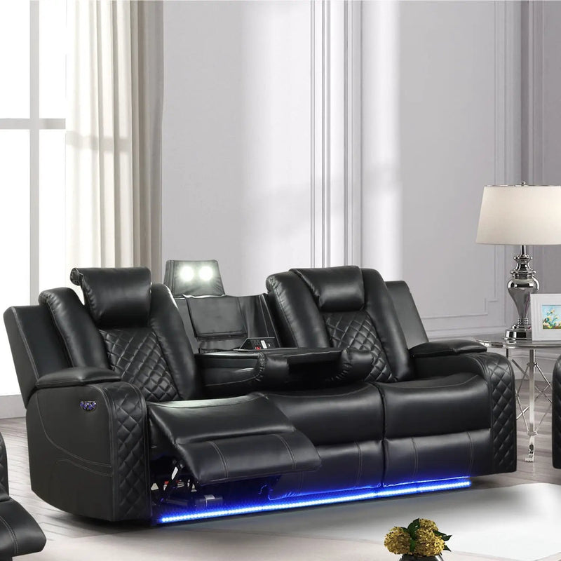 Benz - Power Reclining Sofa With LED Lighting by HouseOfZazla