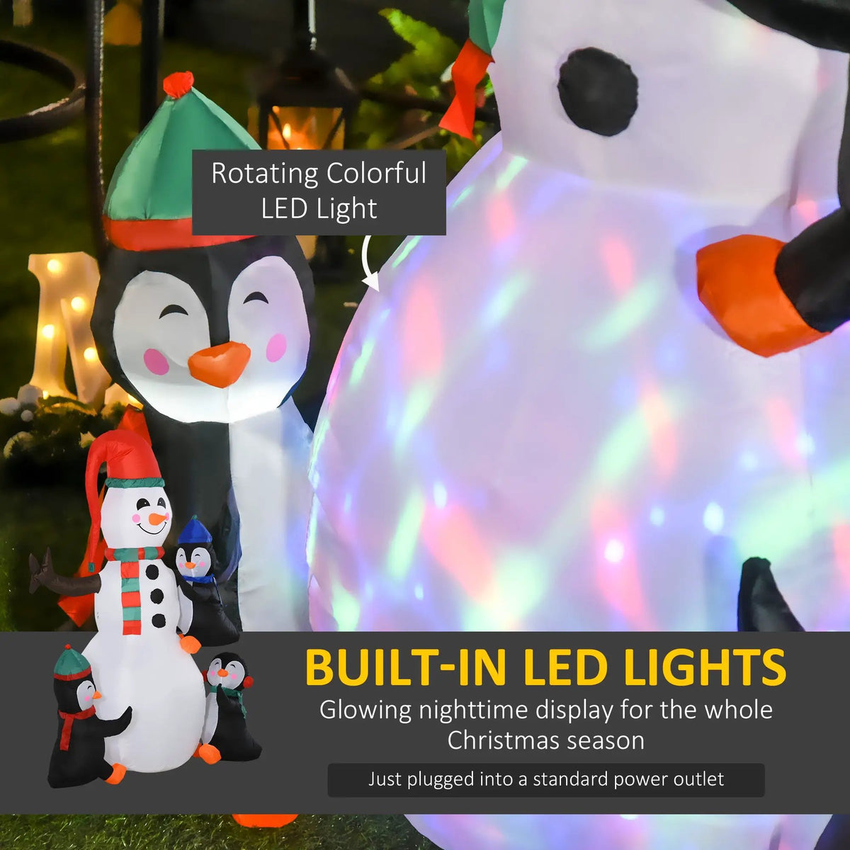 HOMCOM 6' Christmas Inflatable Snowman with Penguins, photo 5 of 9