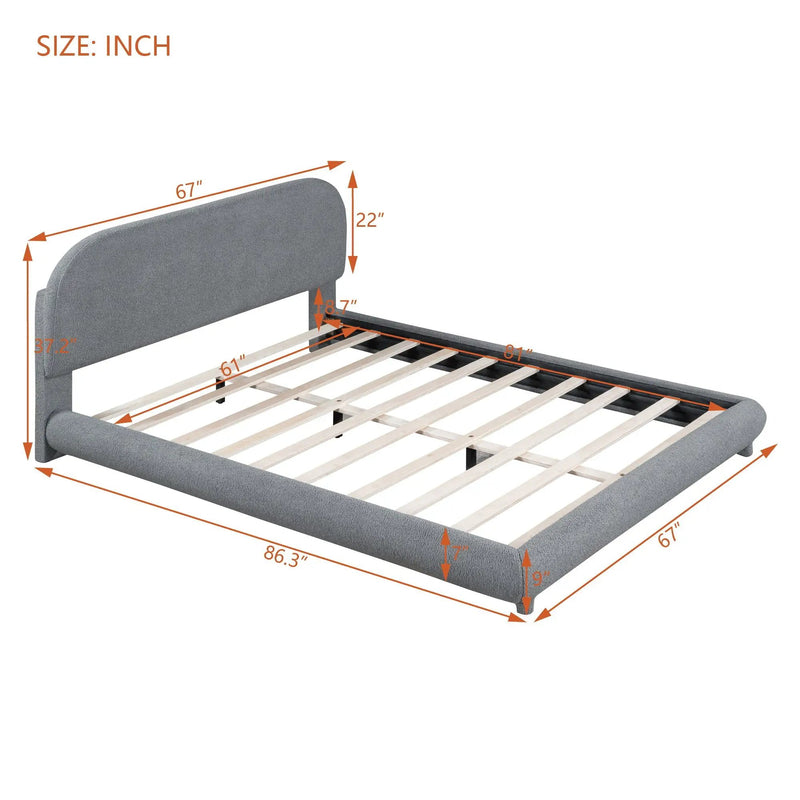 Upholstered Platform Bed With Thick Solid Frame And Stylish Curve-Shaped Design by HouseOfZazla