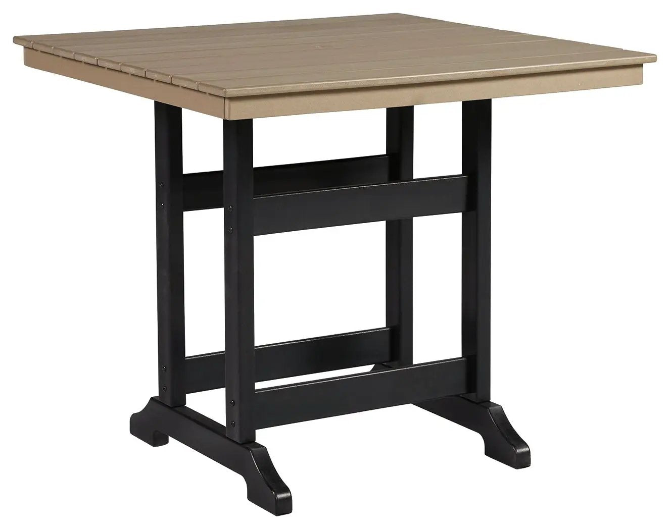 Fairen Trail - Square Counter TBL w/Umb OPT - Black / Driftwood by Unique Piece Furniture
