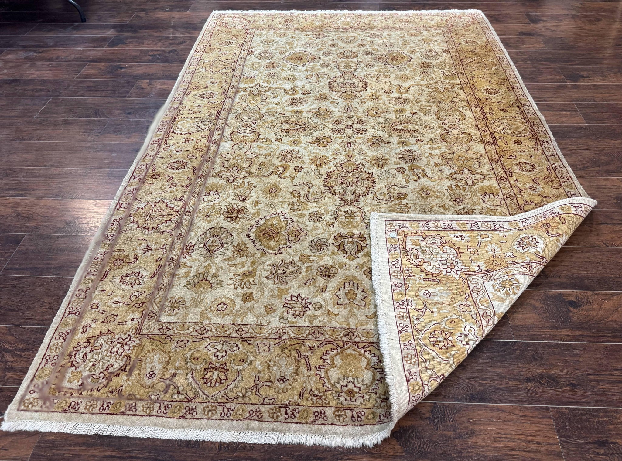 Turkish Oushak Rug 6x9, Vintage, Beige by Jewel Rugs