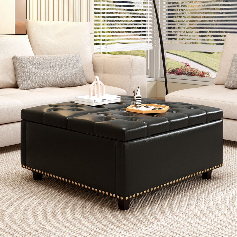 Large Square Storage Ottoman With 2 Storage Doors by HouseOfZazla