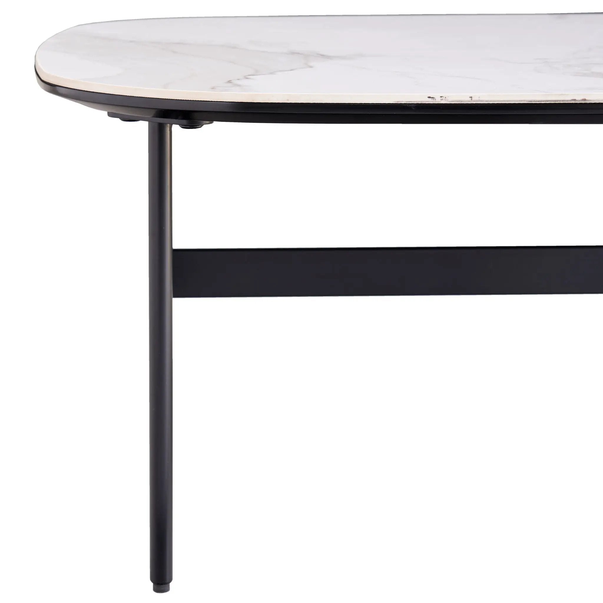 Modern Rectangular Rock Plate Coffee Table Open Space Design Golden Metal Frame Minimalist Living Room Center Table For Lounge Office - Black White by HouseOfZazla