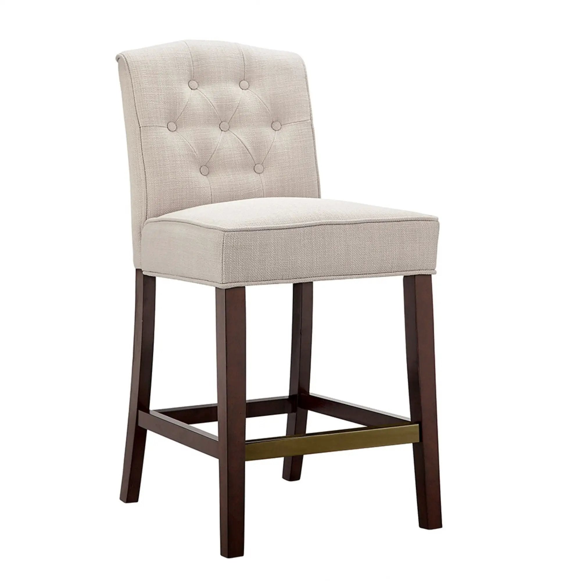 Tufted Counter Stool With Button Tufted Back - Tan by HouseOfZazla