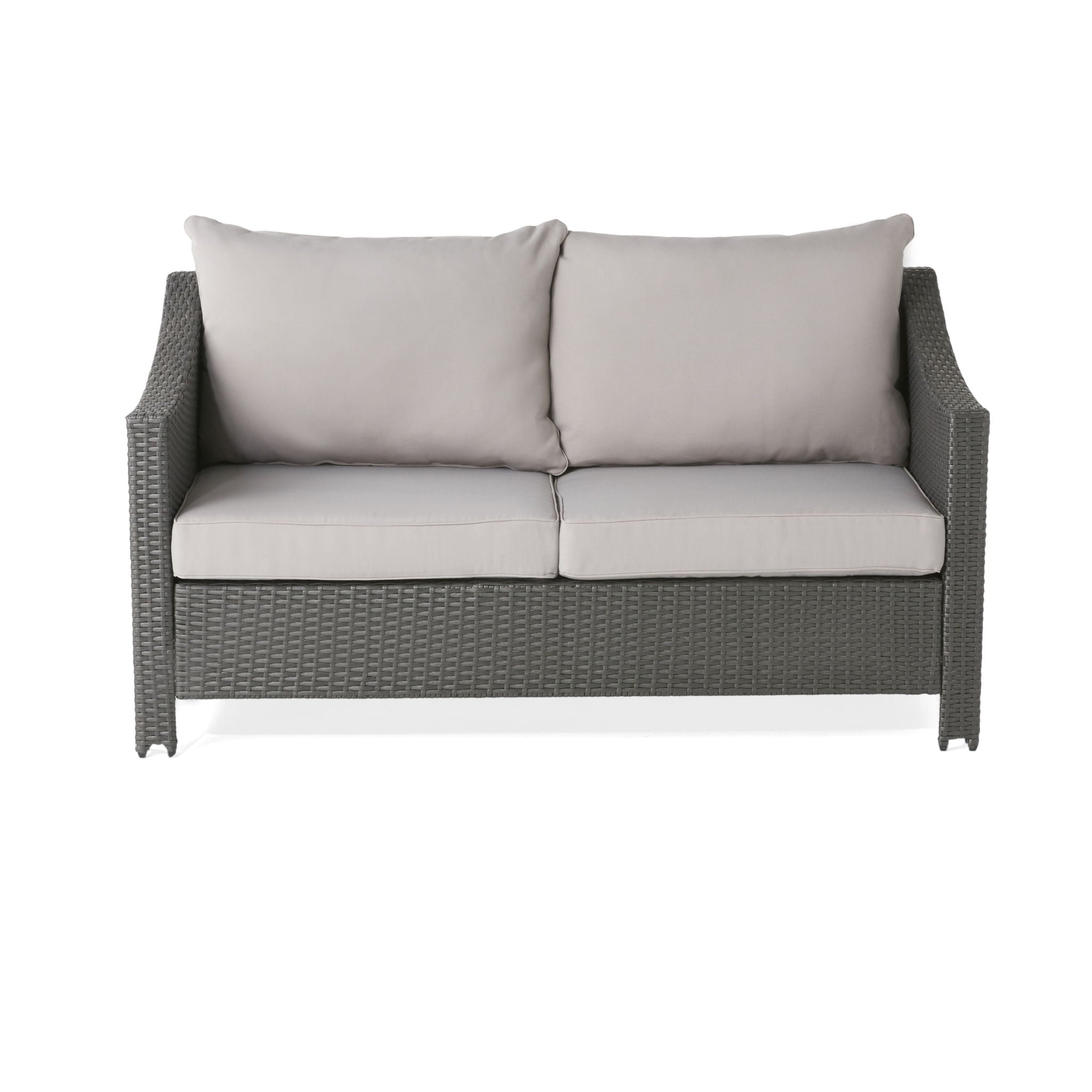 Contemporary Antibes Loveseat & Table Set Outdoor - Gray by HouseOfZazla