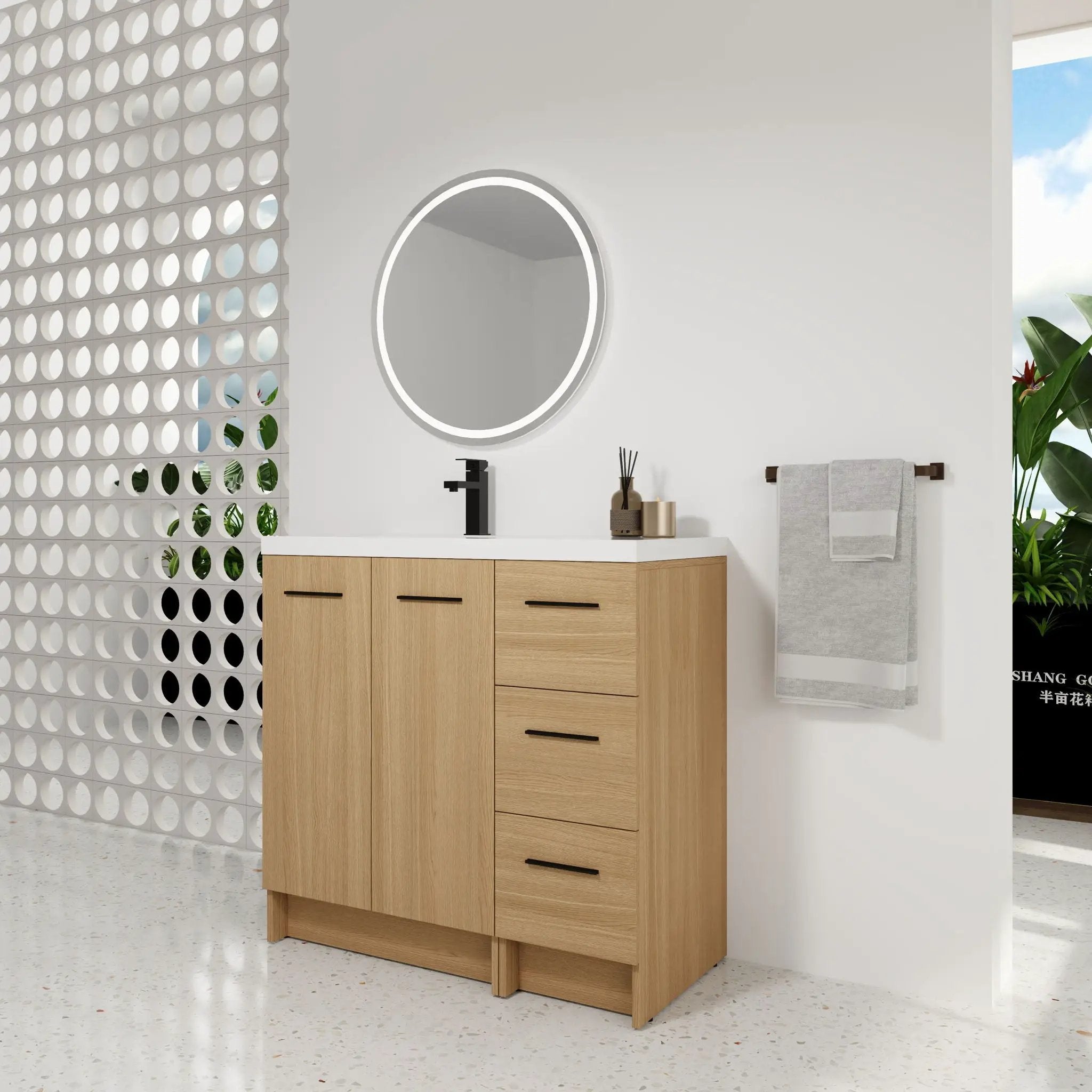 Wall Mounted Floating Bathroom Vanity With Sink, Door & Drawers Modular Cabinet by Unique Piece Furniture