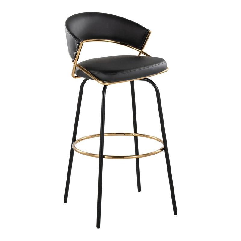 Jie - Fixed Height Contemporary Barstool With Swivel Round Footrest (Set of 2) by HouseOfZazla