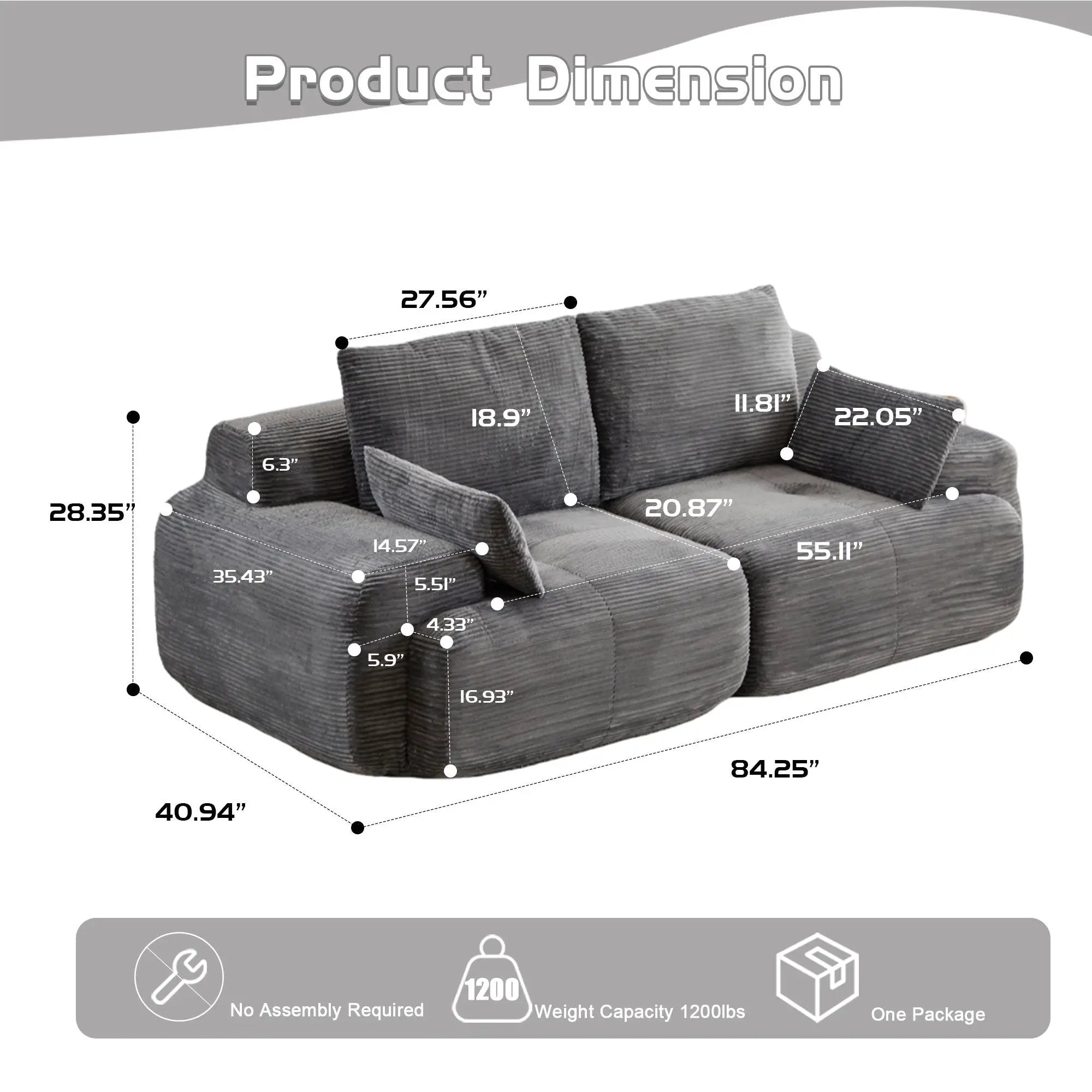 2 Seater Large Sectional Couches For Living Room by Unique Piece Furniture