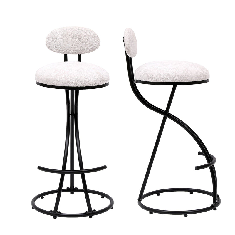 Round Print Bar Stools Upholstered Chairs For Kitchen (Set of 2) by HouseOfZazla