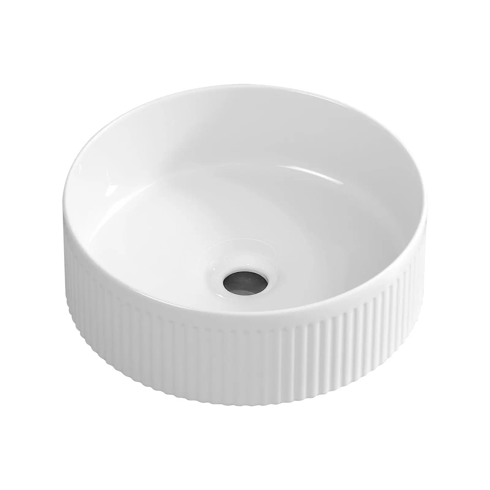 Small Bathroom Sink - 14 Inch Round Above Counter Porcelain Ceramic by HouseOfZazla