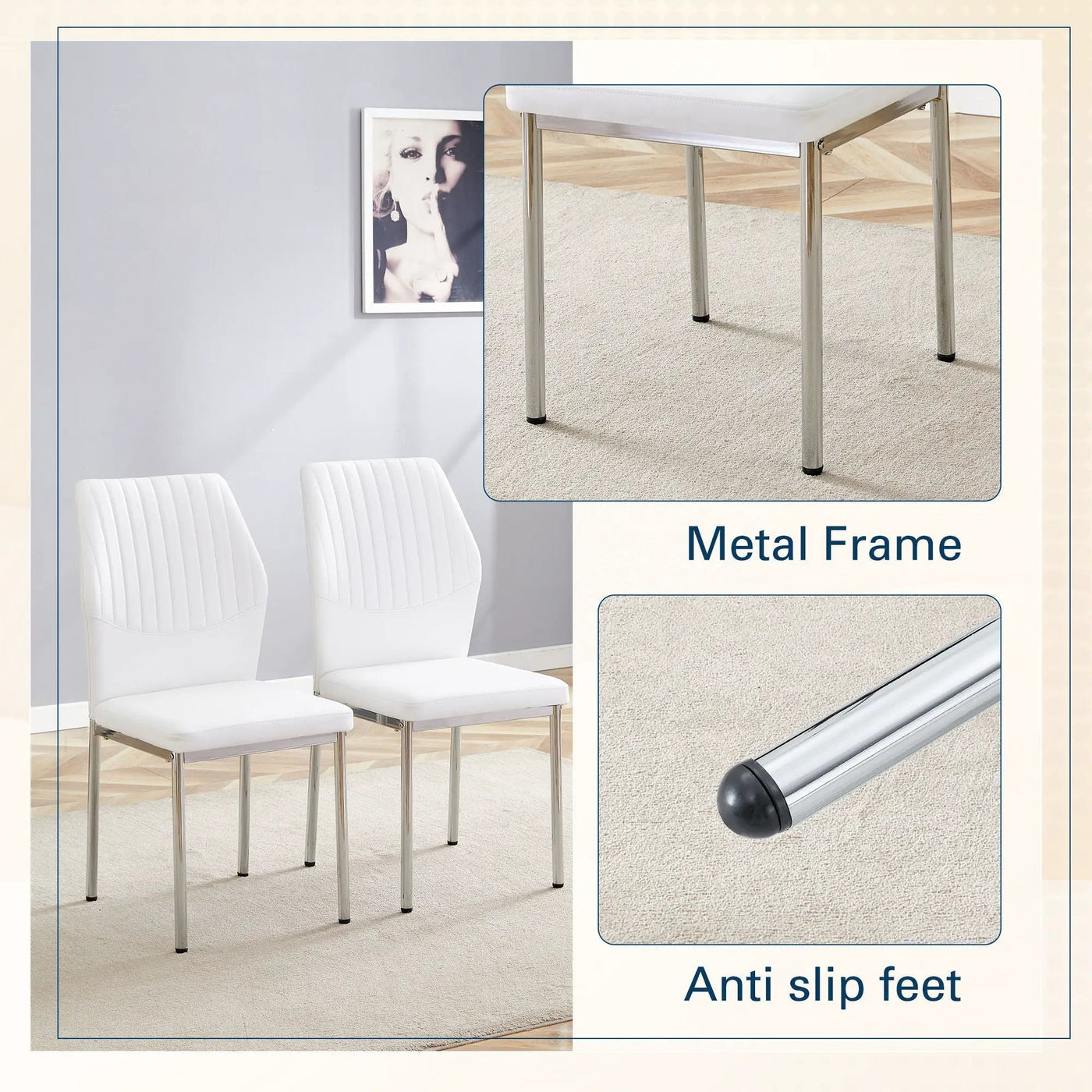 Luxury Simple High Resilience Dining Chair With Metal Legs by Unique Piece Furniture