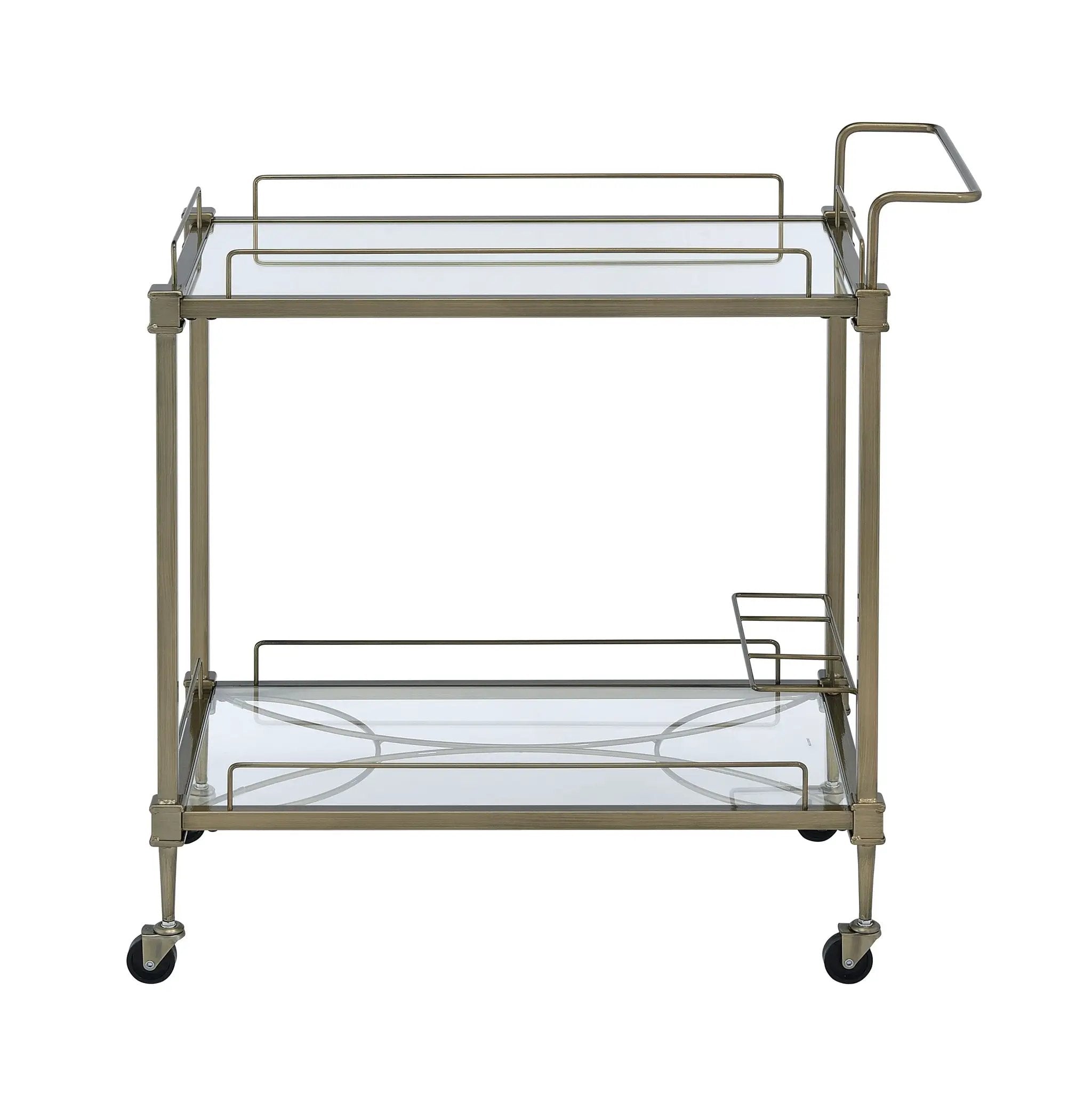 Aditya Mirrored & Antique Brass Finish Serving Cart by HouseOfZazla