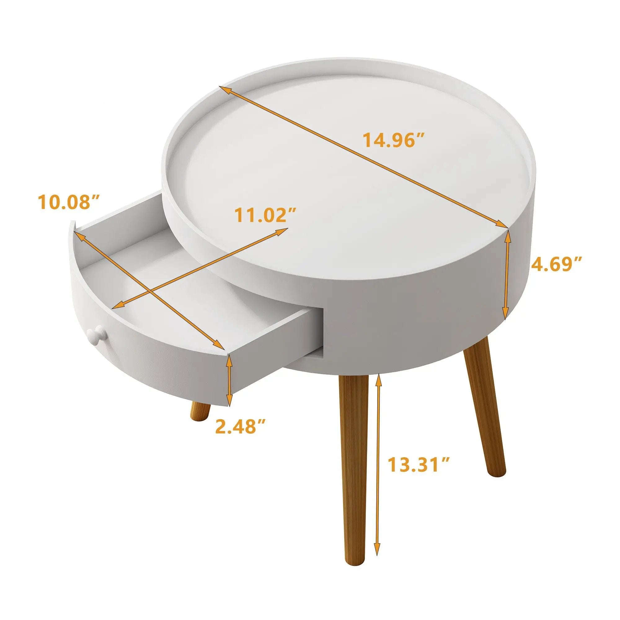 Nightstand With Storage Drawer, Bedside Table For Bedroom - White by HouseOfZazla