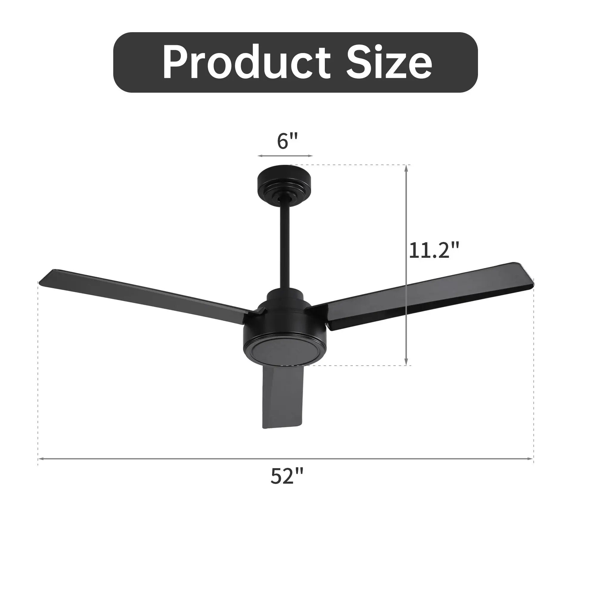 Ceiling Fan Without Light, 3 Blades Farmhouse Ceiling Fan With Remote Control 6-Speed Reversible Dc Motor For Living Room, Bedroom, Kitche by Unique Piece Furniture