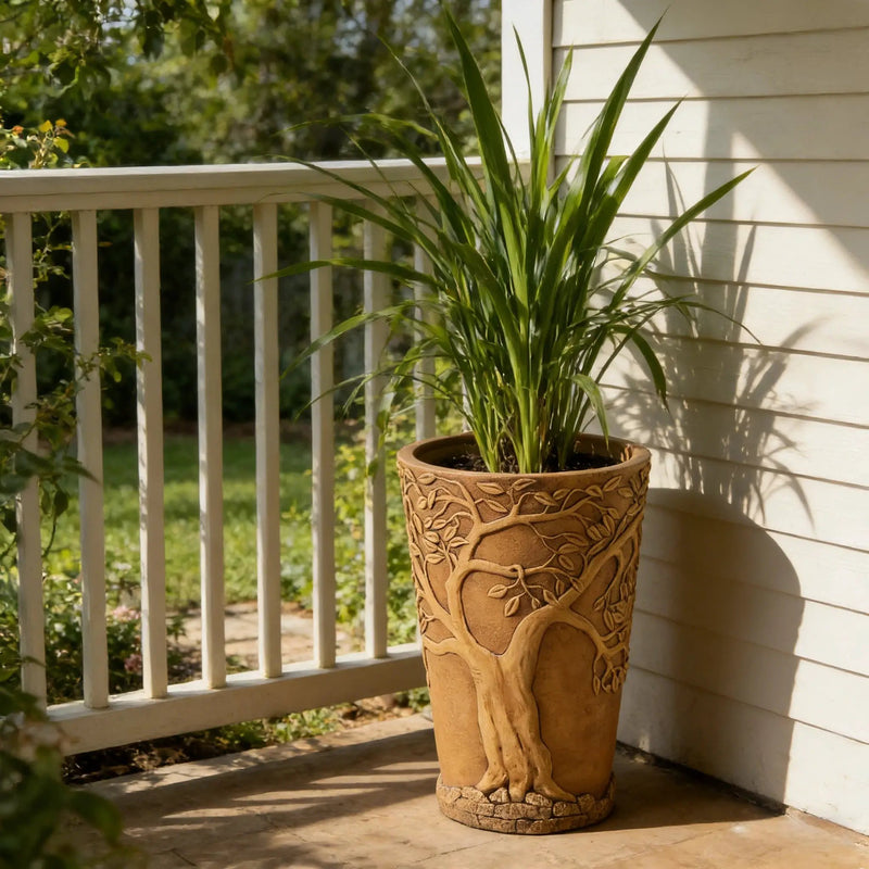 Tall Antique Bronze Tree-Embossed MGO Planter by HouseOfZazla
