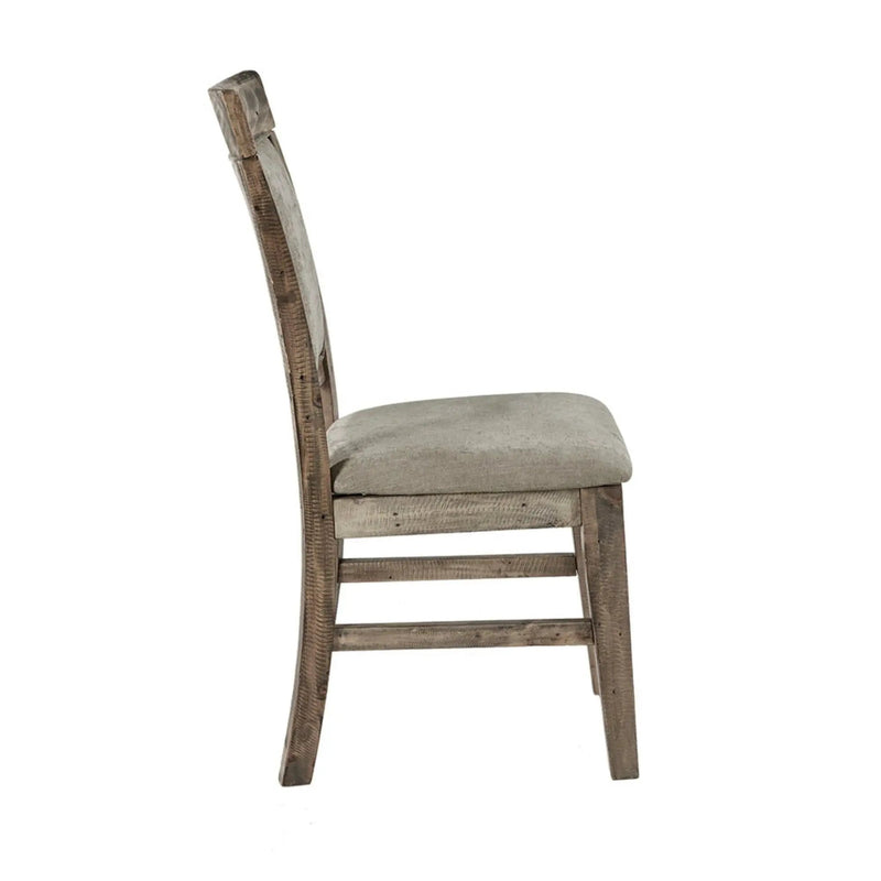 Dining Side Chair Set With Cushioned Back And Seat (Set of 2) - Weathered Gray / Natural by HouseOfZazla