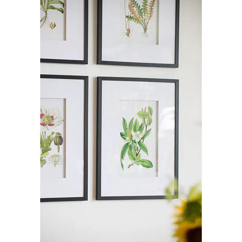 Botanical Flower Wall Art, Home Decor For Living Room Dining Room, Bedroom, Hallway (Set of 4) - White / Blue by Unique Piece Furniture