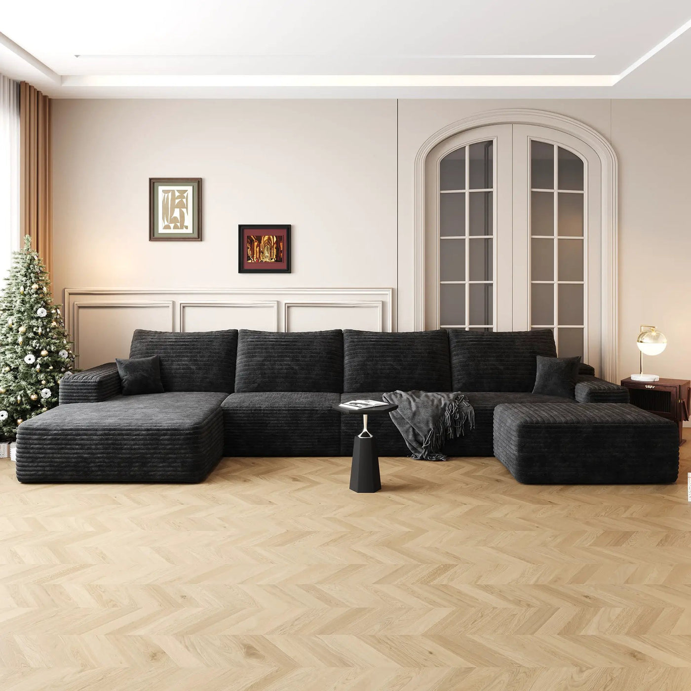 135" Cloud Sectional Sofa with 1 Ottoman by HouseOfZazla