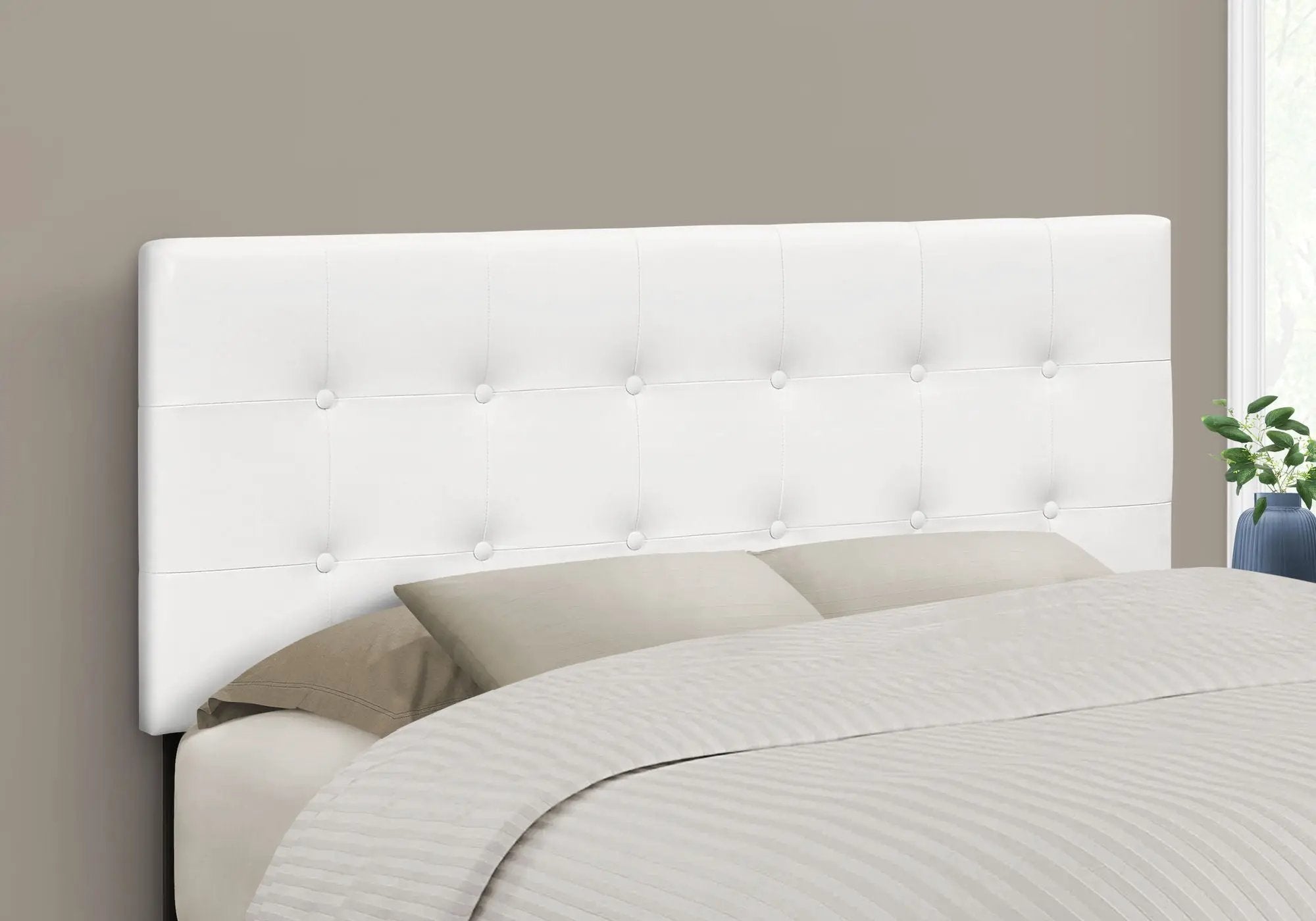 Full Size Headboard Only Upholstered Leather Look - White by HouseOfZazla
