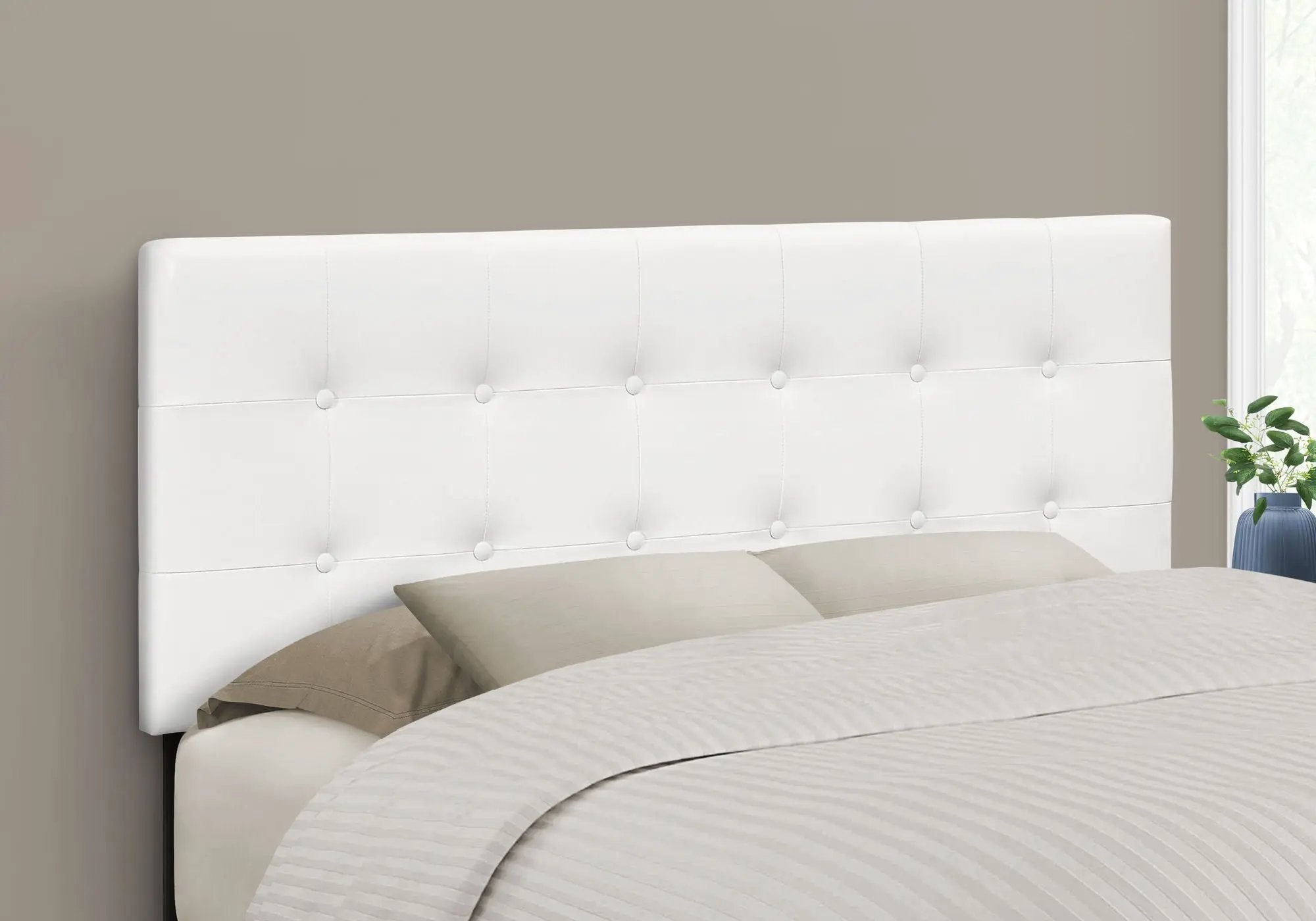 Full Size Headboard Only Upholstered Leather Look - White by Unique Piece Furniture