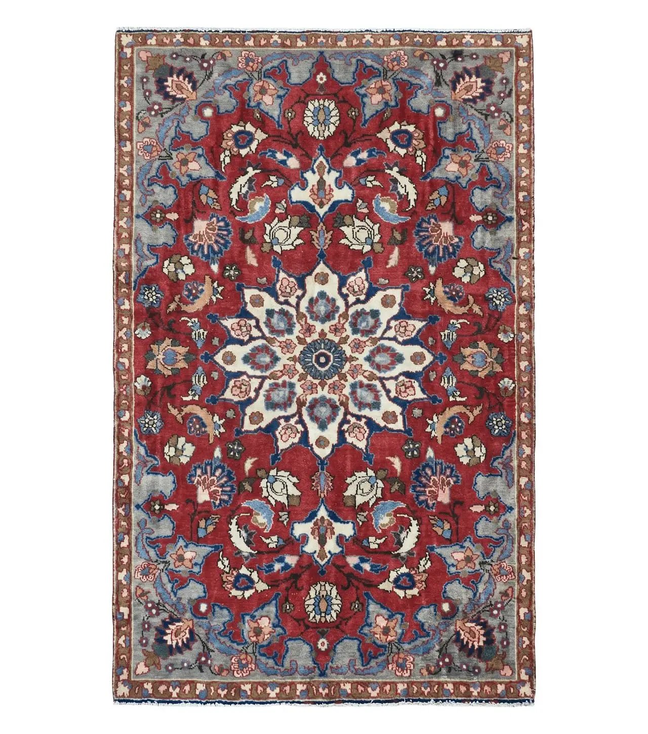 4' X 6' Antique Handmade India Floral Oriental Wool Rug Vegetable Dyes #120 by Jewel Rugs