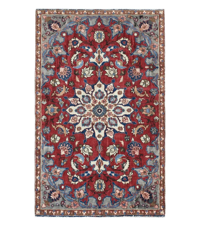 4' X 6' Antique Handmade India Floral Oriental Wool Rug Vegetable Dyes #120 by Jewel Rugs