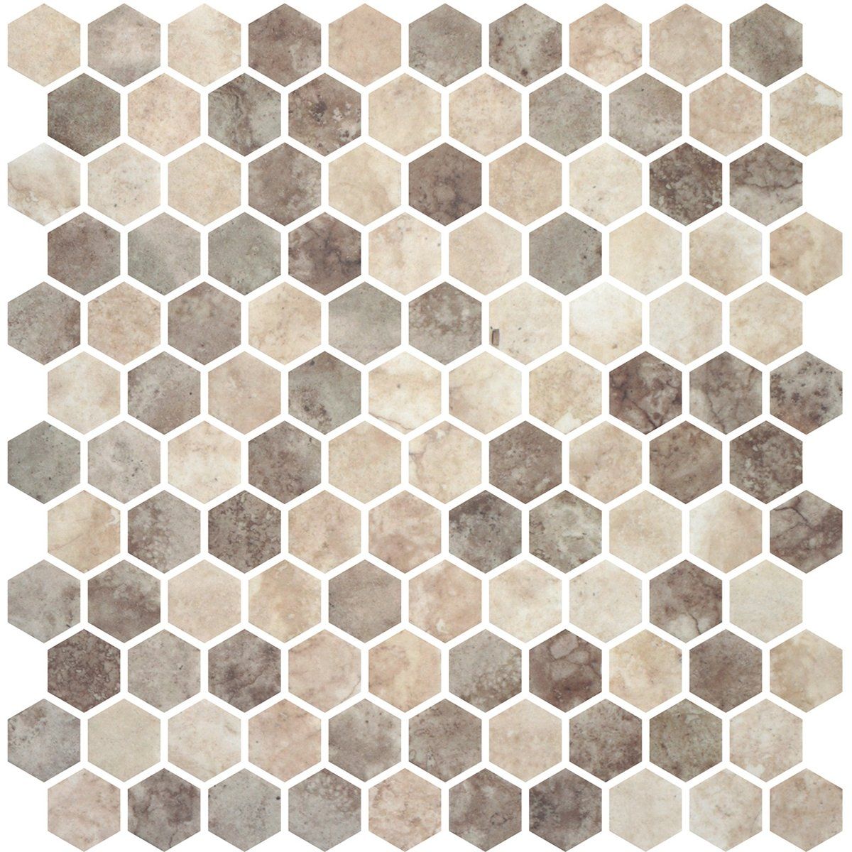 Ecru Nocce Honed Hexagon Glass Mosaics 11 3/4x11 1/2 Glass Honed 12x12 Mosaics