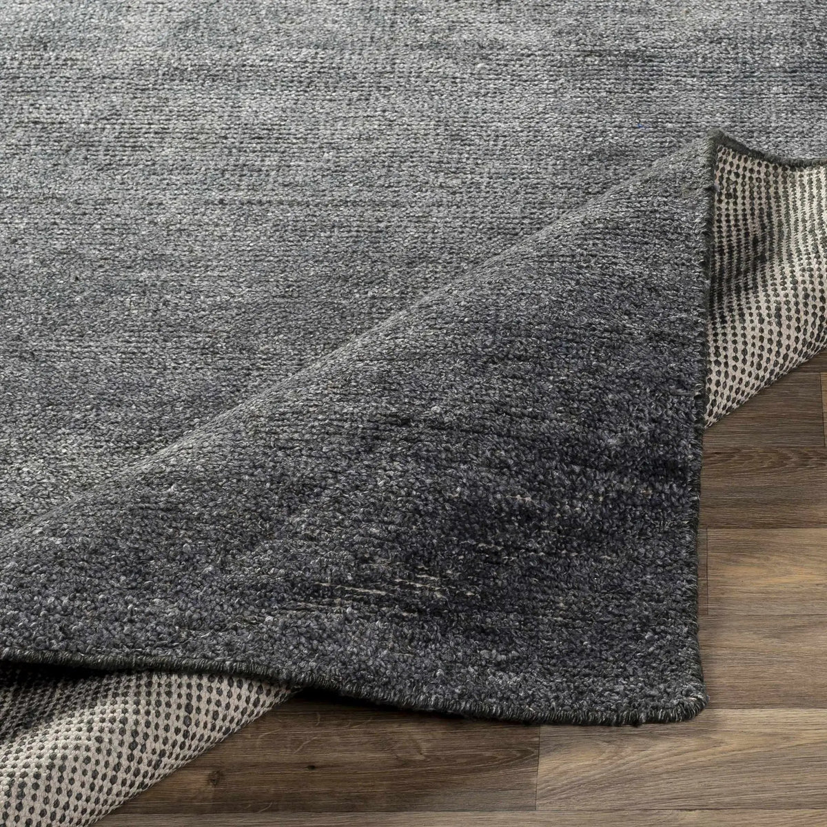Lecompton Solid Charcoal Viscose Rug - Clearance, photo 5 of 11