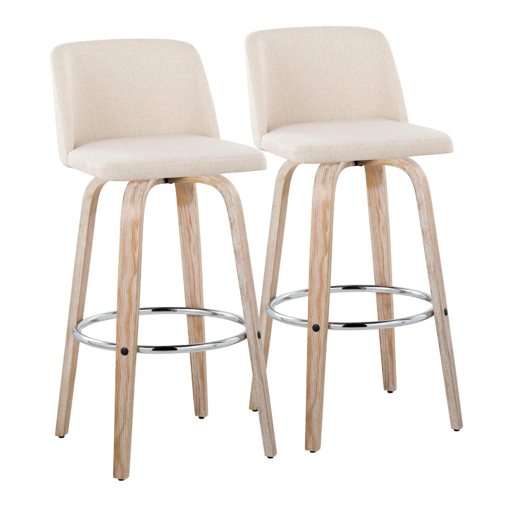 Toriano - Contemporary Fixed Height Barstool With Swivel & Round Footrest (Set of 2) by Unique Piece Furniture