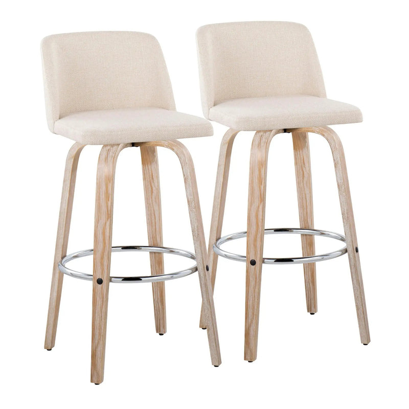 Toriano - Contemporary Fixed Height Barstool With Swivel & Round Footrest (Set of 2) by Unique Piece Furniture