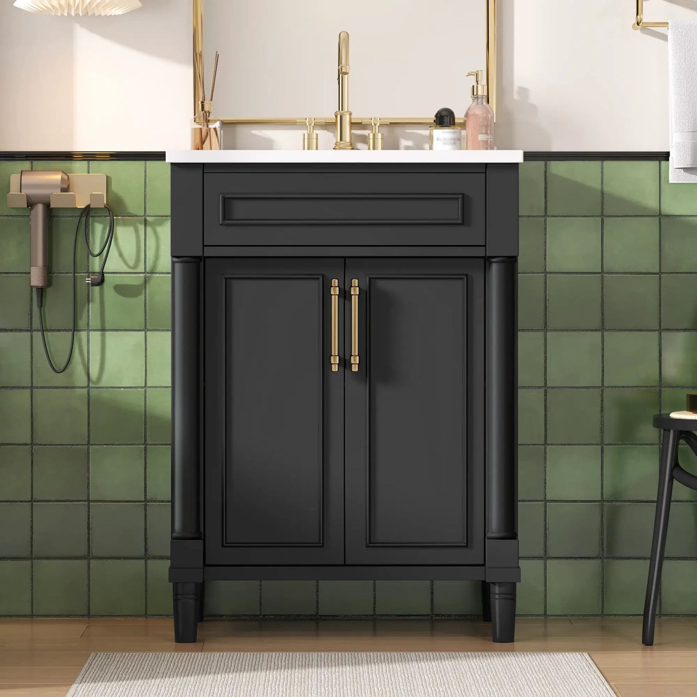 Bathroom Vanity With Integrated Sink, 2 Door Cabinet, Single Sink For Small To Medium Bathrooms by Unique Piece Furniture
