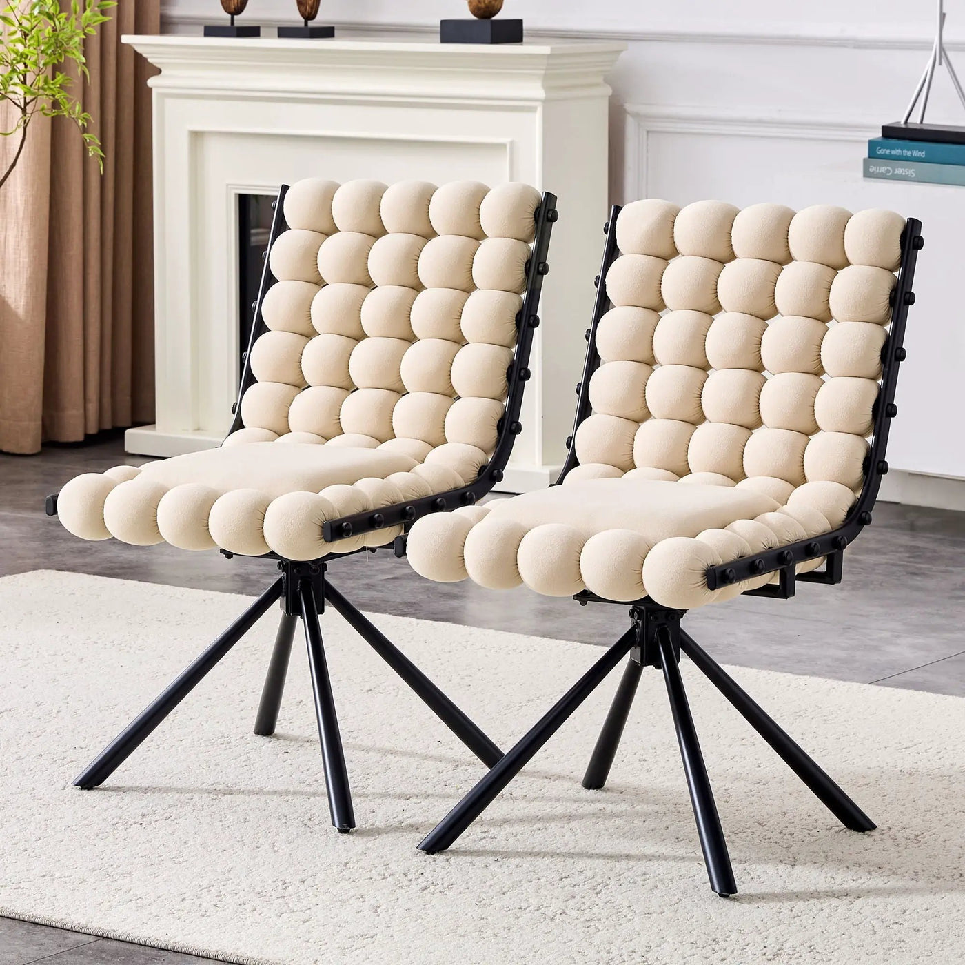 Puffy Bubble, Ball Chain Dining Chairs For Dining Room (Set of 2) by HouseOfZazla