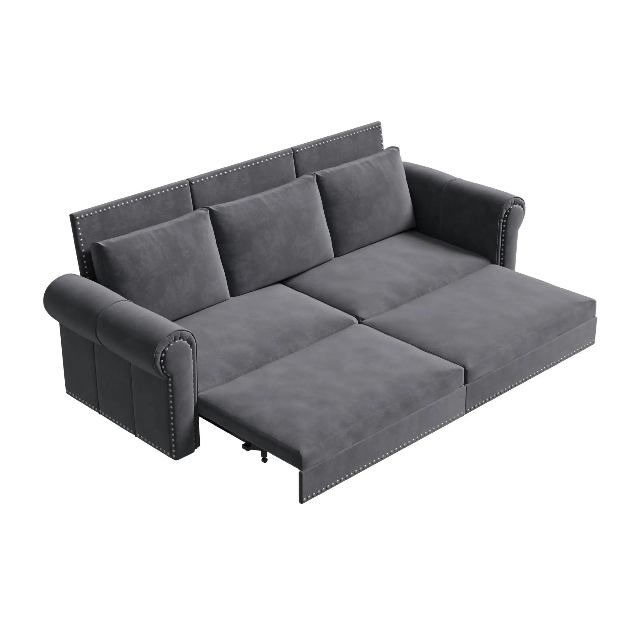 3 In 1 Convertible Sleeper Sofa With Nailhead Trim & Rolled Arm by HouseOfZazla