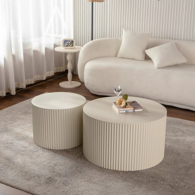 Round Wood Coffee Table for Living Room by HouseOfZazla