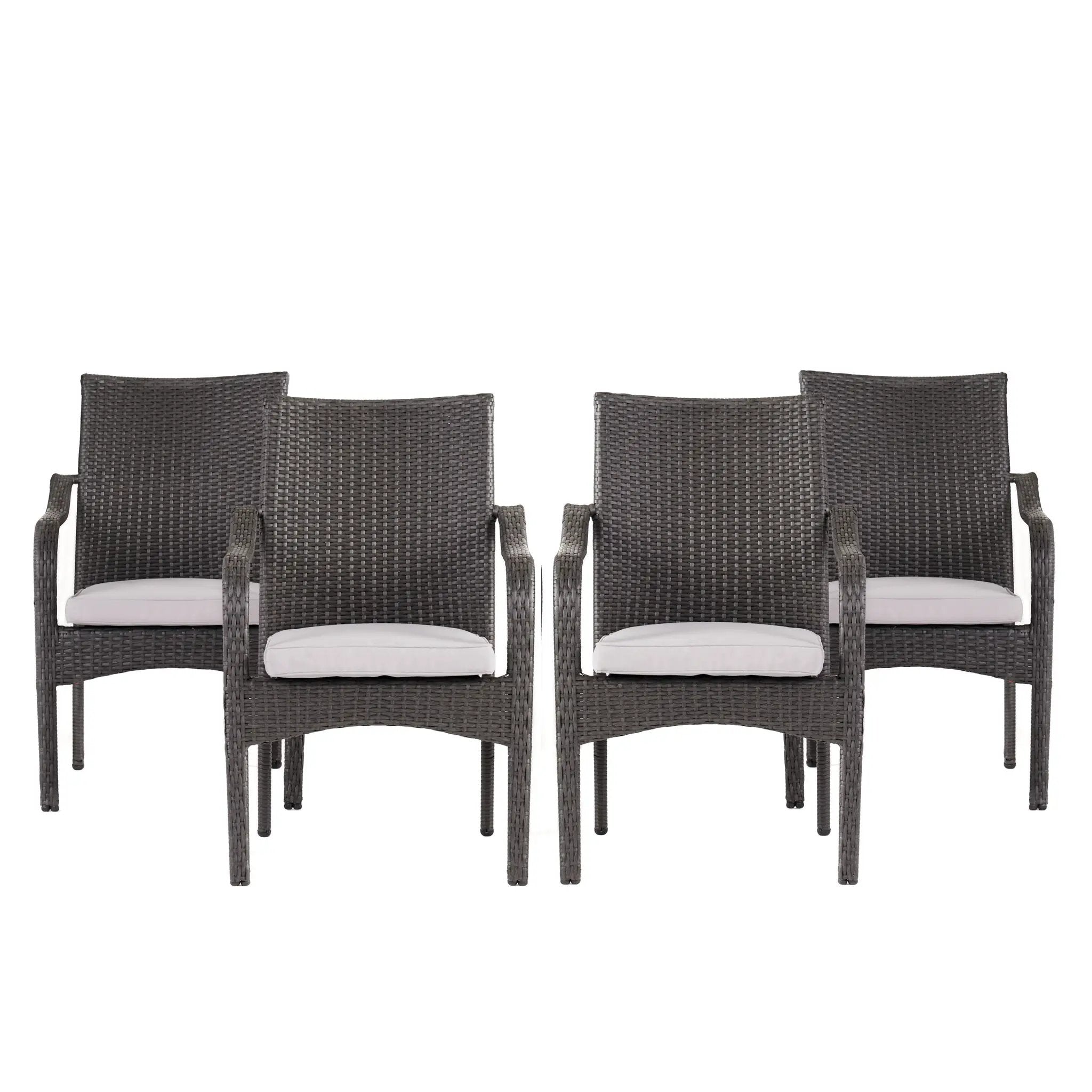 Outdoor PE Rattan Stacking Chair with Iron Frame and Cushions (Set of 4) by HouseOfZazla