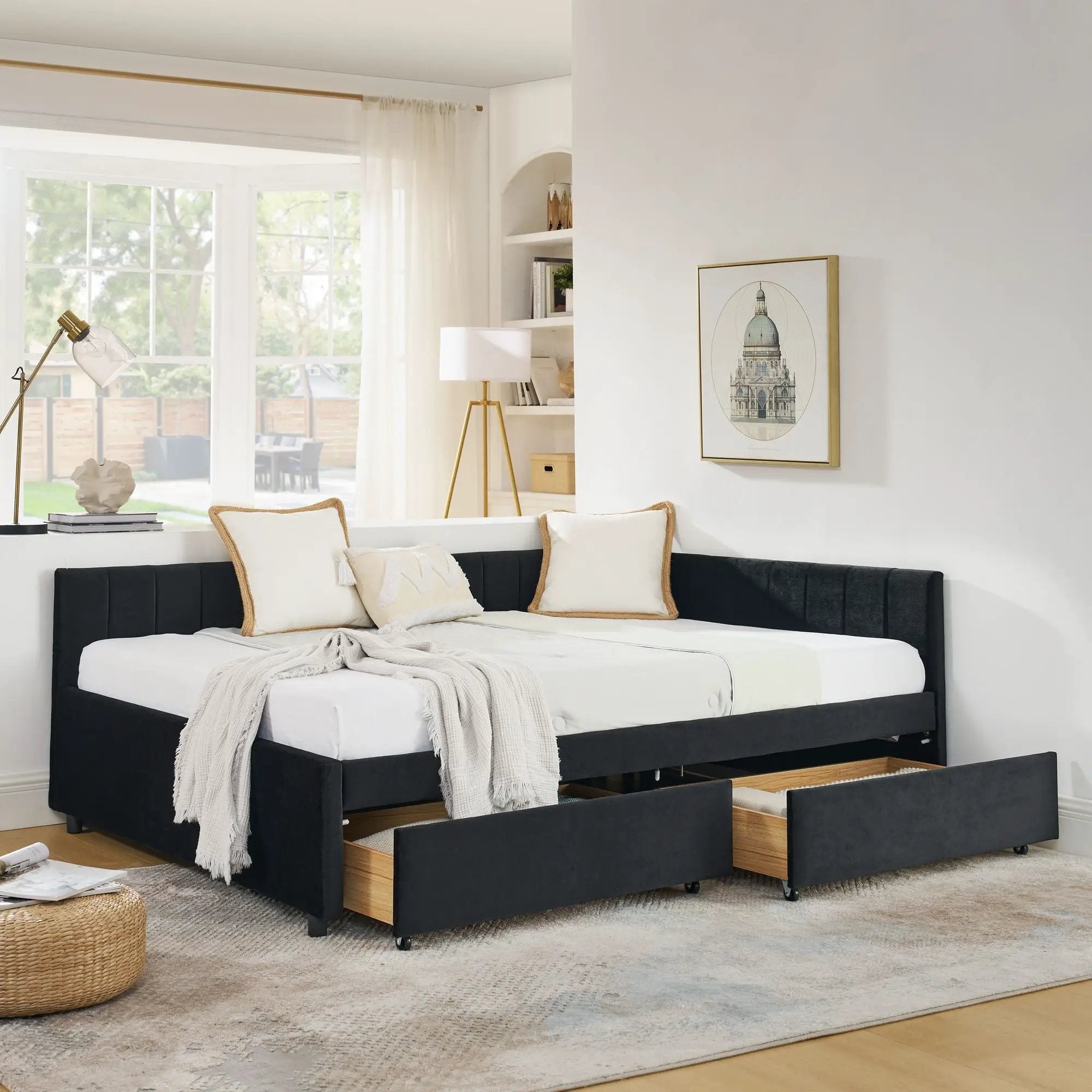 Upholstered Tufted Daybed Frame With Storage Drawers by Unique Piece Furniture