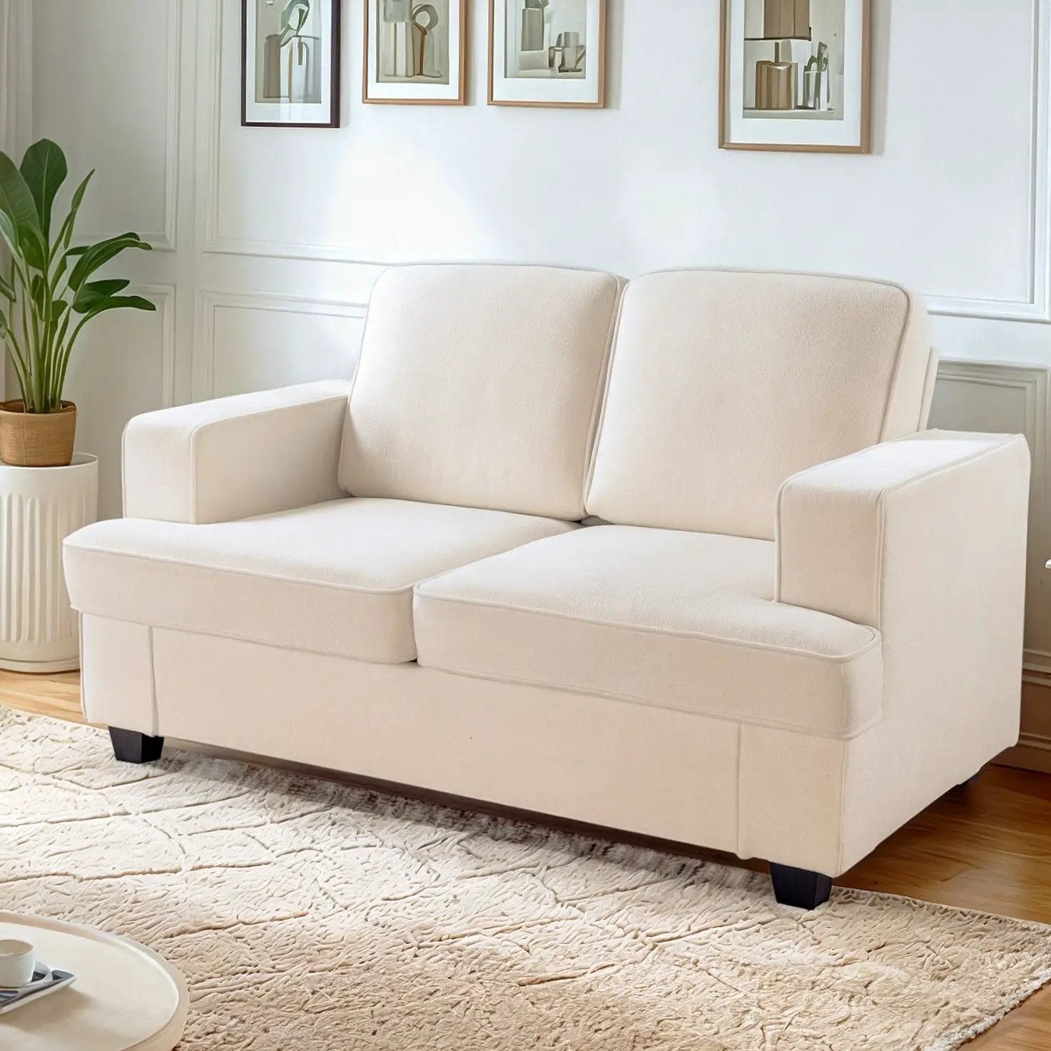 Modern Loveseat, Comfortable 2 Seater Couch With Deep Seating, Loose Back Cushions, Wide Arms by Unique Piece Furniture