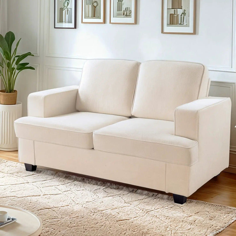 Modern Loveseat, Comfortable 2 Seater Couch With Deep Seating, Loose Back Cushions, Wide Arms by HouseOfZazla