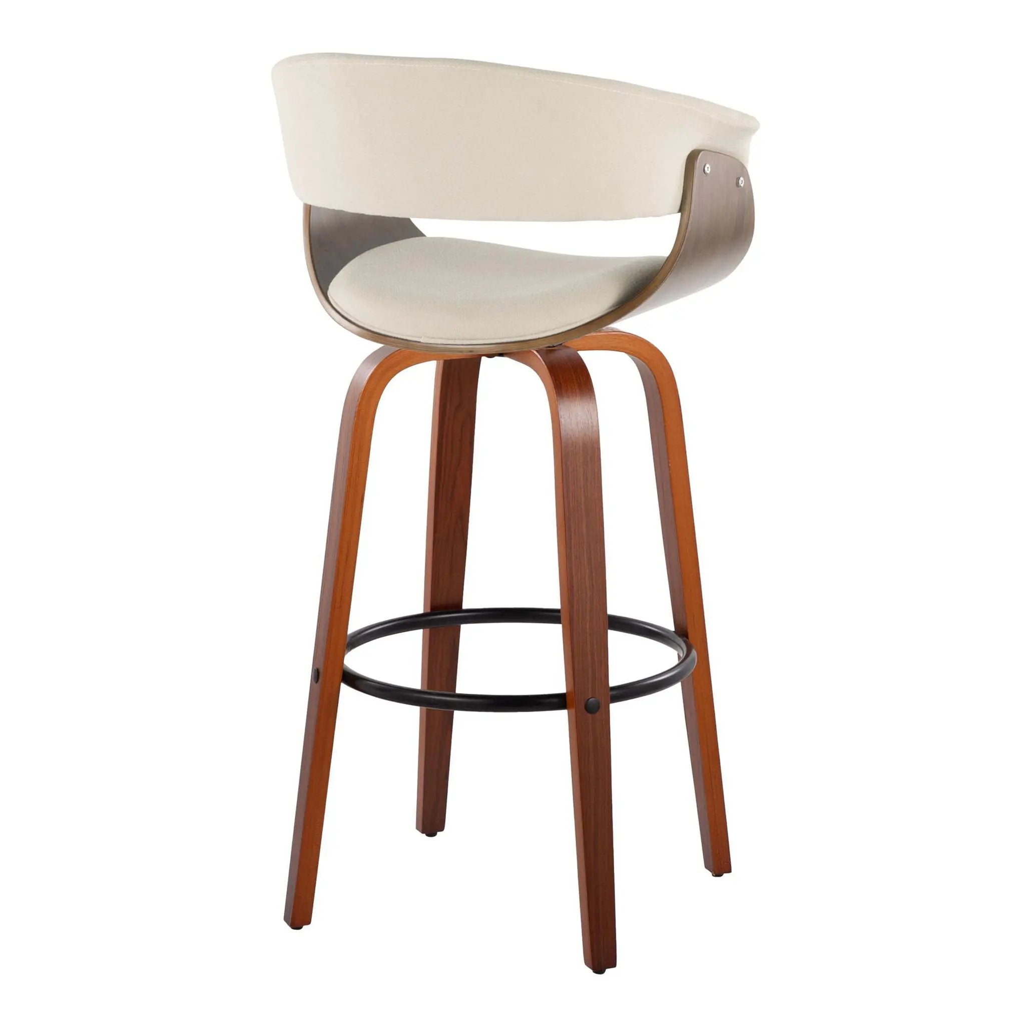 Vintage Mod - Mid Century Modern Fixed Height Barstool With Swivel & Round Footrest (Set of 2) by HouseOfZazla