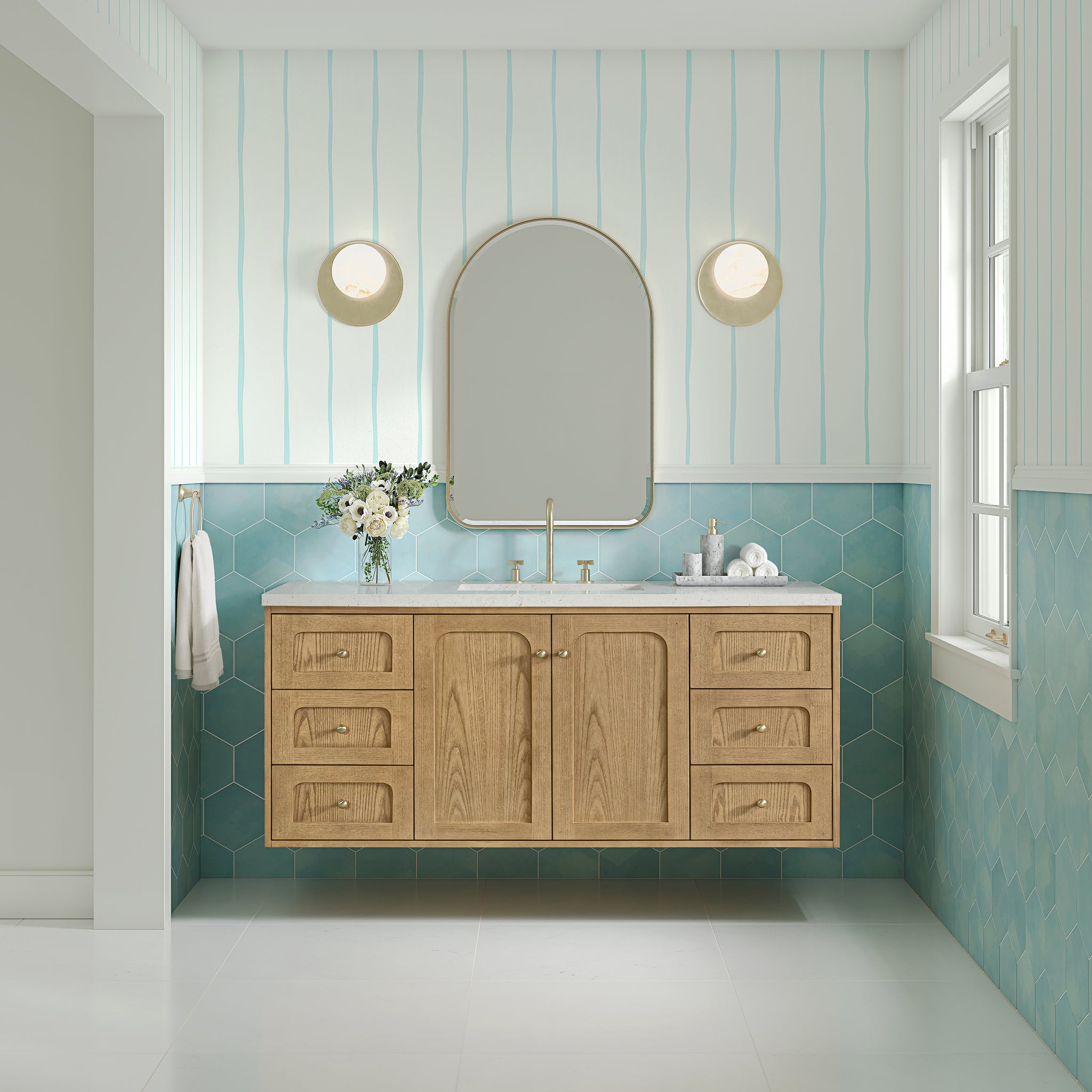 James Martin Laurent 60" Dual Mount Single Bathroom Vanity, Light Natural Oak, view 31
