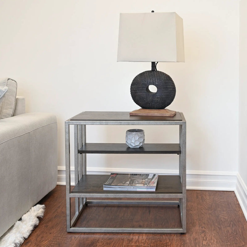 Padena 3-Piece Metal Frame Wood Living Room Coffee Table and 2 End Tables Set by HouseOfZazla
