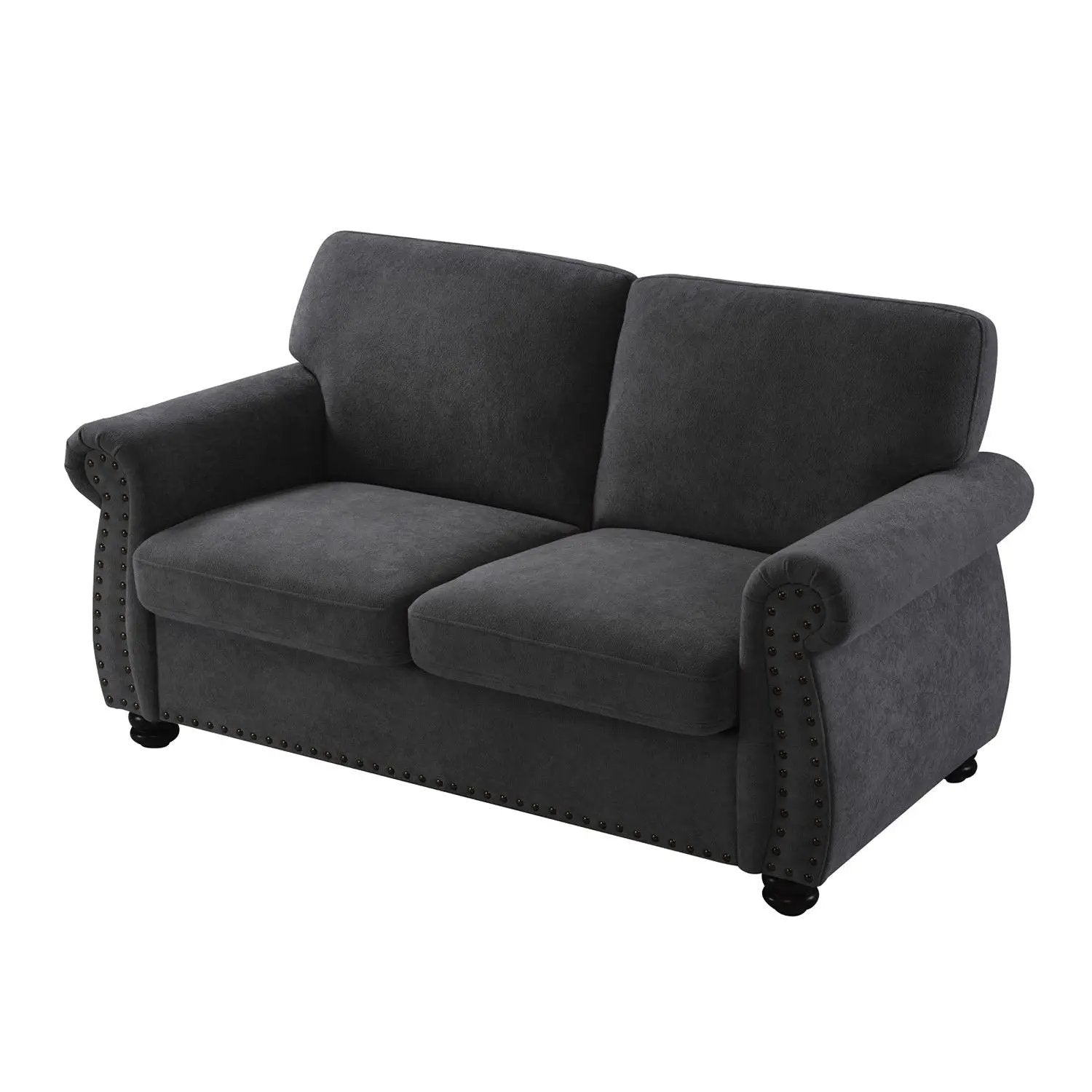 Soft Loveseat, Upholstered 2 Seater Couch, Loose Back Cushions And Turned Legs by HouseOfZazla