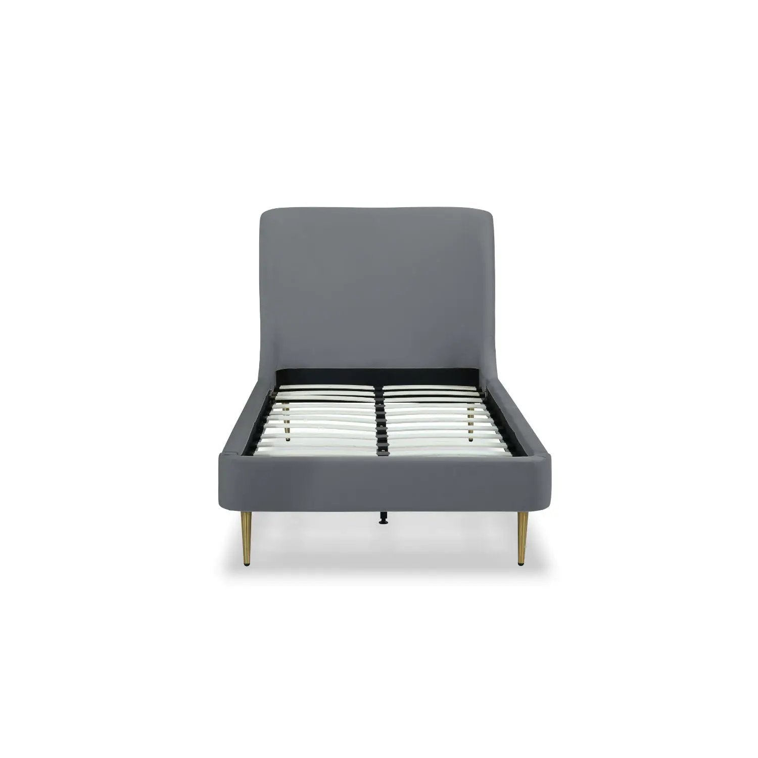 Mid-Century Modern Upholstered Bed With Curved Headboard
