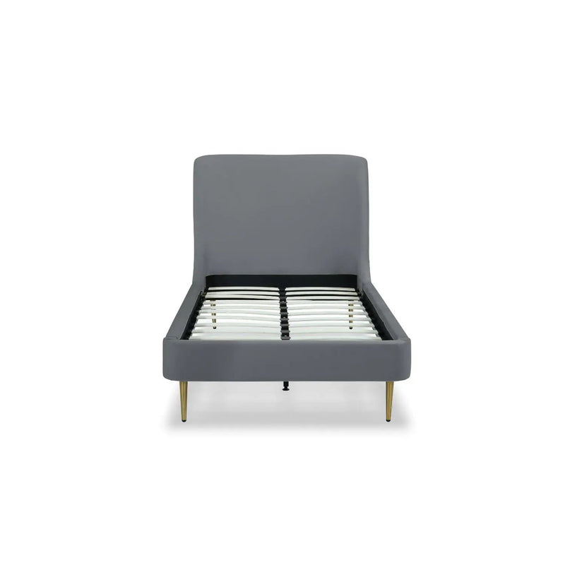 Mid-Century Modern Upholstered Bed With Curved Headboard