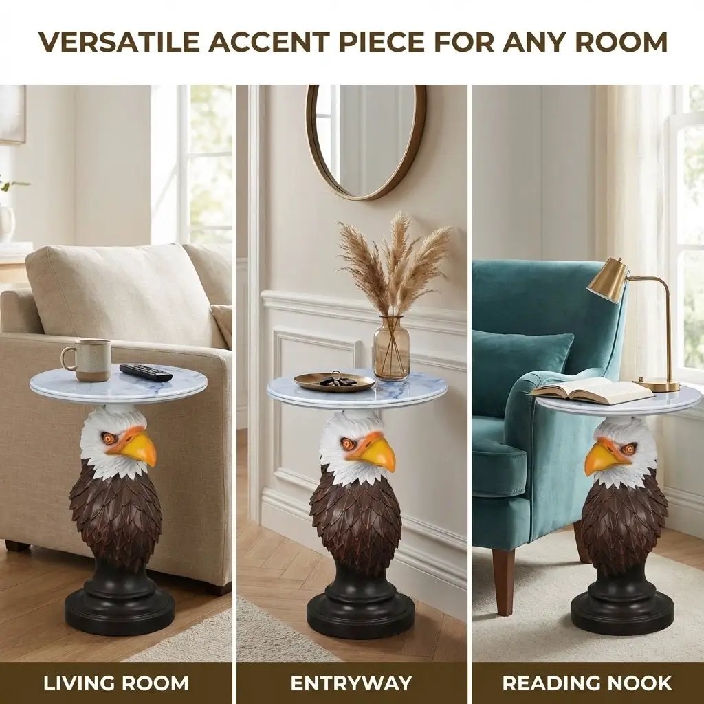 Eagle Head Accent Table Animal Statue End Table by HouseOfZazla