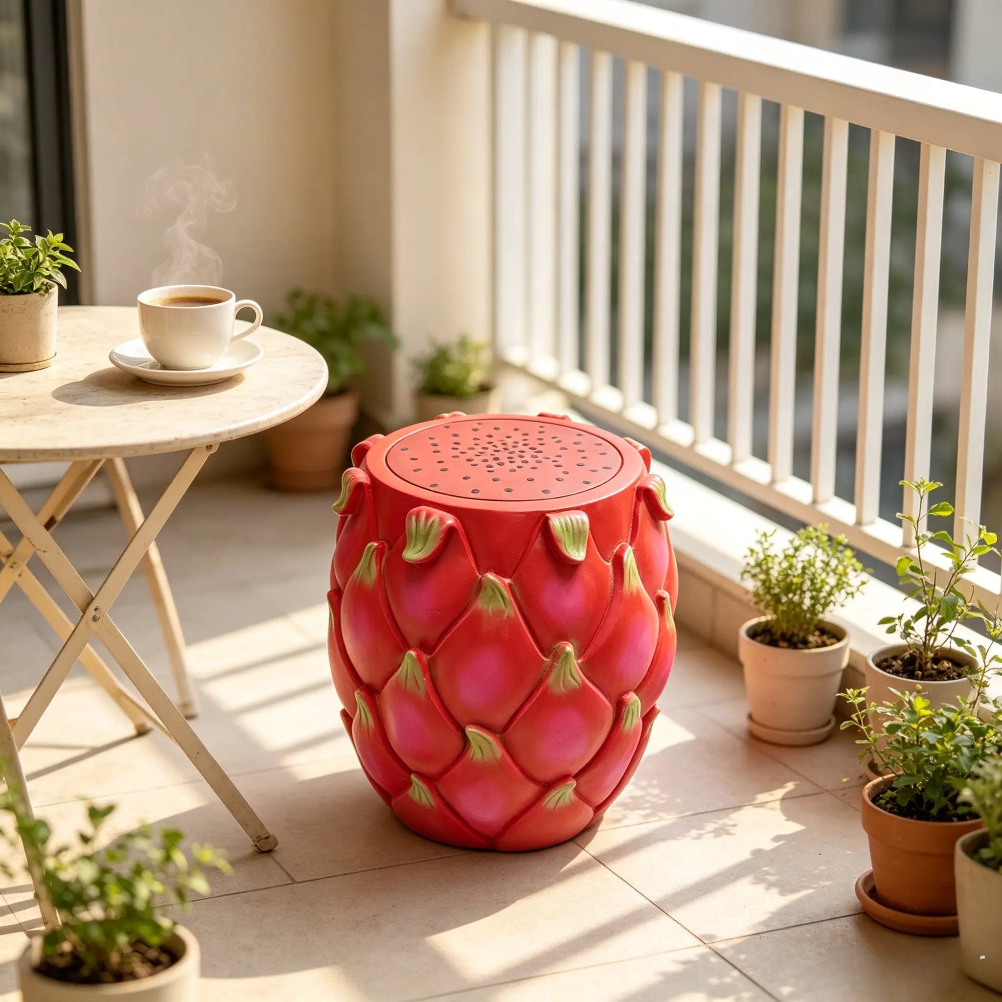 13.4" Oversized Resin Dragon Fruit Stool by HouseOfZazla