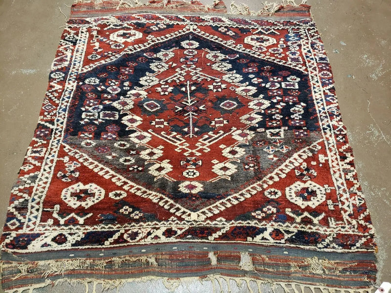 4' X 4' 4" Antique Handmade Turkish Oriental Bergema Wool Veg Dyes Tribal Collectible Rug by Jewel Rugs