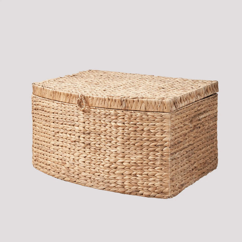 Rectangular Curve Water Hyacinth Woven Wicker Trunk With Handles For Clothes Toys Magazines And Book Storage - Natural / Light Brown by Unique Piece Furniture