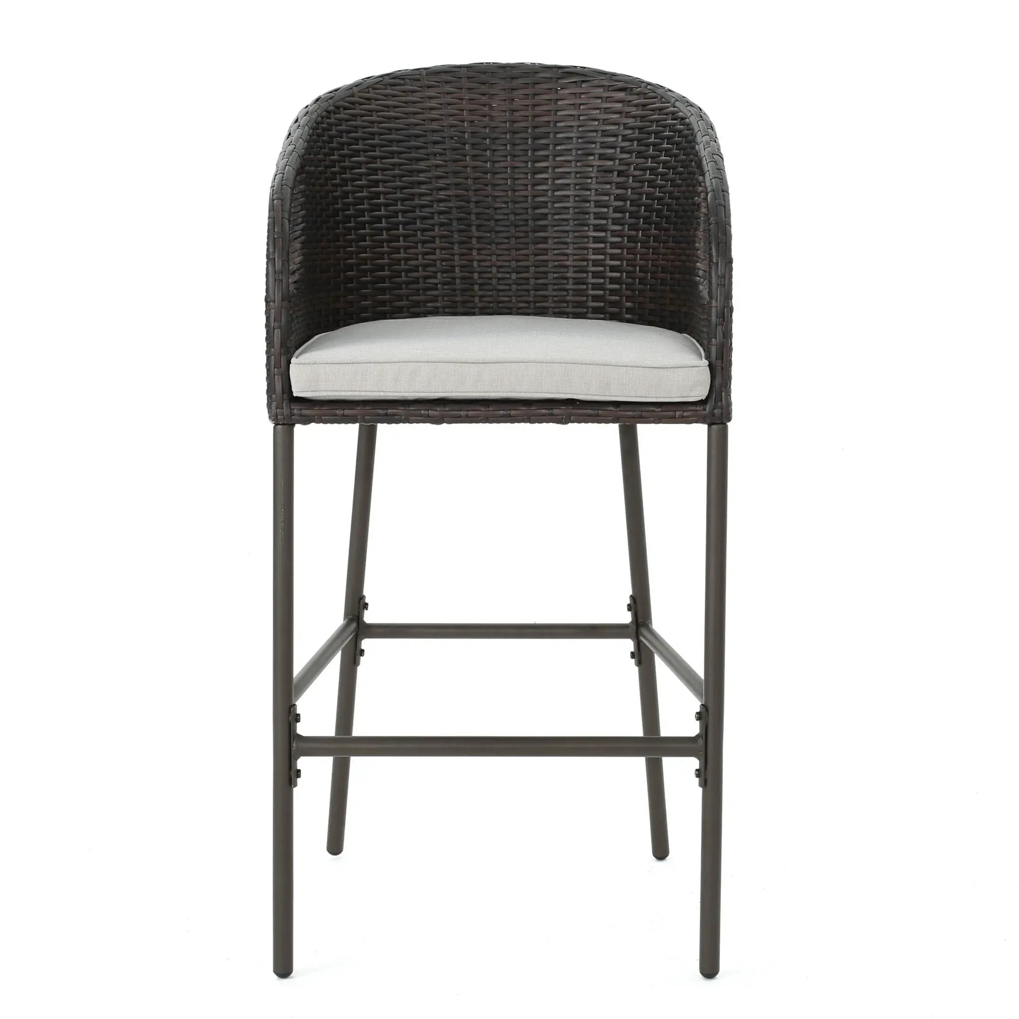 Outdoor 31" Rattan Barstools With Waterproof Cushions (Set of 2) - Multi Brown by HouseOfZazla